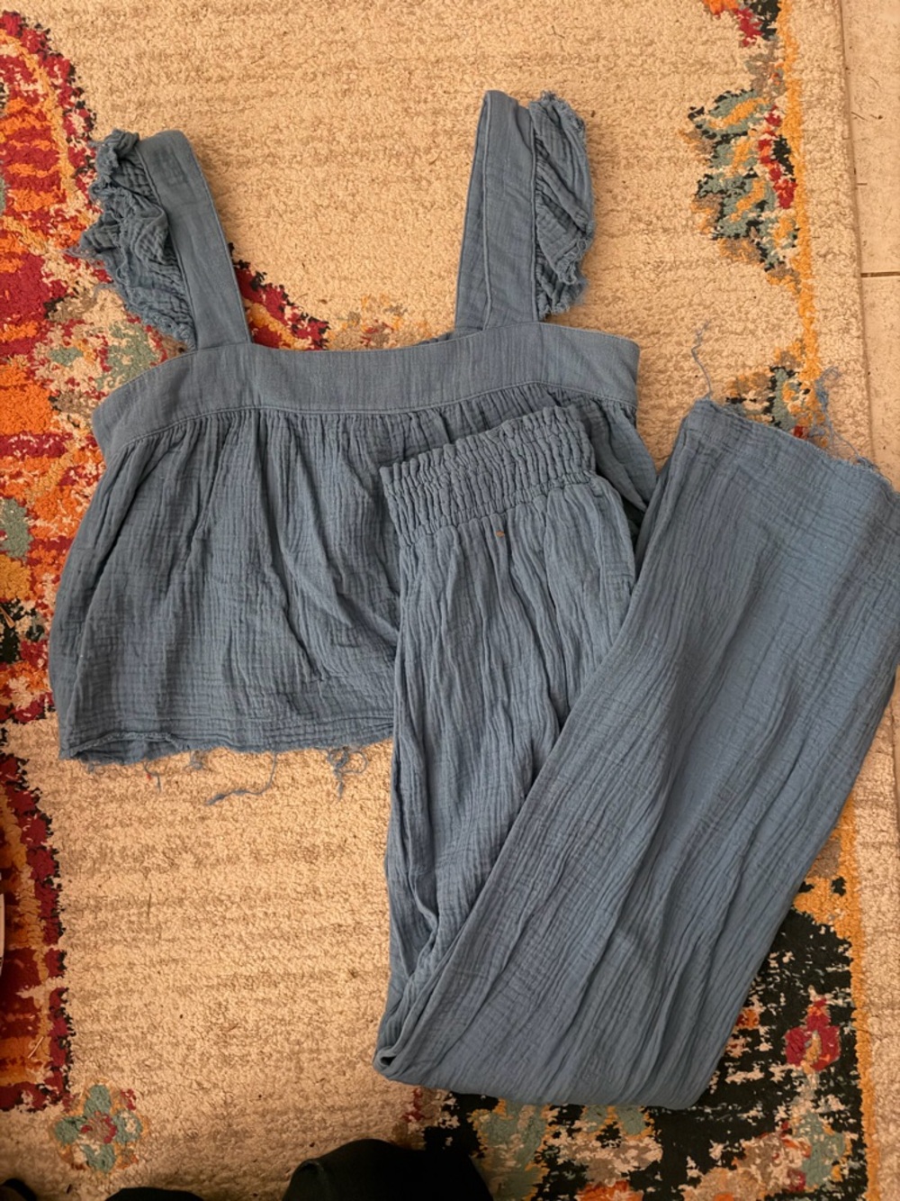 Relaxed Wide-Leg Jumpsuit in Dusty Blue
